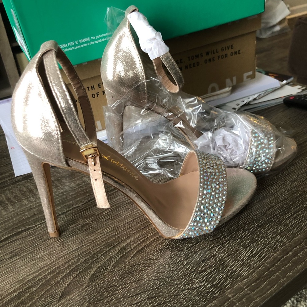 Gold Heels with ankle strap